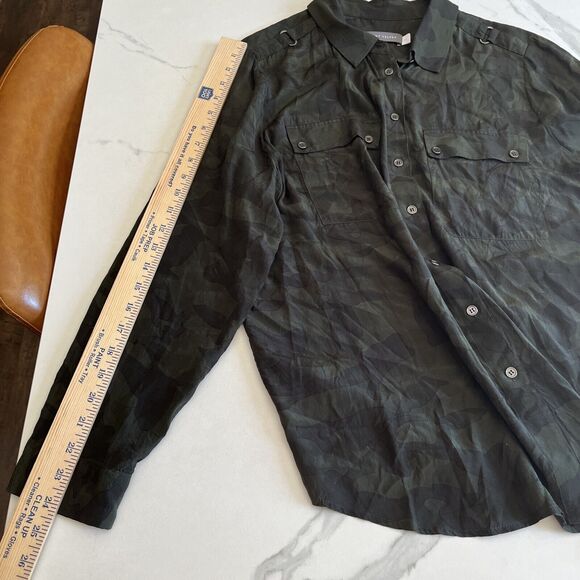 Mint Velvet Camouflage Blouse Top Green Long Sleeve Button Up Women's Size UK 14 - Picture 11 of 16